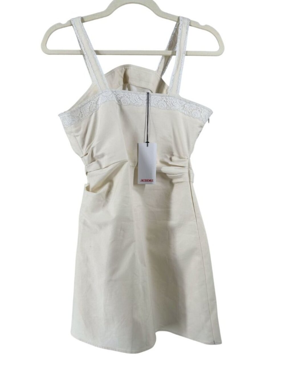 NWT Jacquemus La Robe Rose Mini Dress Ecru Lace Trim Twist SS17 Runway FR 34 - Picture 6 of 16